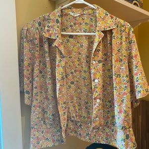 Vintage 80’s Floral Button Up Blouse